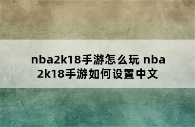 nba2k18手游怎么玩 nba2k18手游如何设置中文